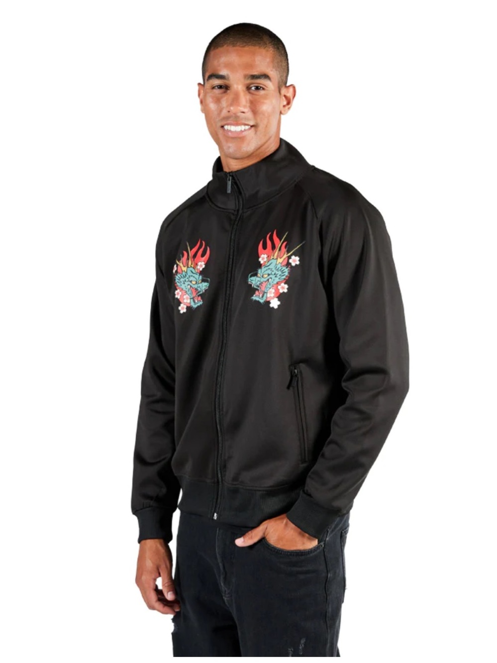 Tokidoki Black Dragon-Print Bomber Jacket